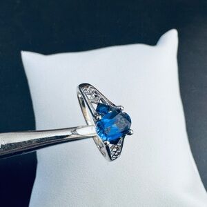 10K White Gold Tanzanite and Diamond Ring Filigree Setting size 6.5